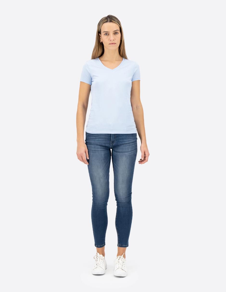 Playera manga corta Basi cuello V para mujer 4