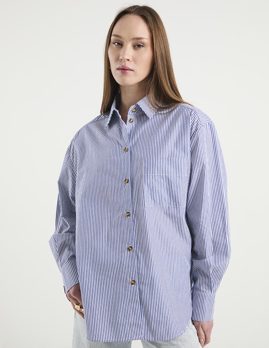 Camisa de algodón manga larga para mujer