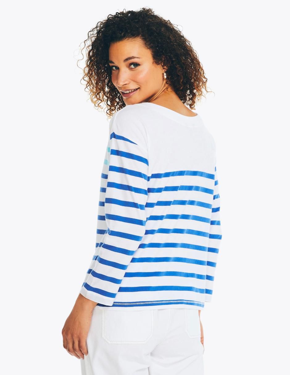Playera manga larga cuello redondo para mujer 4