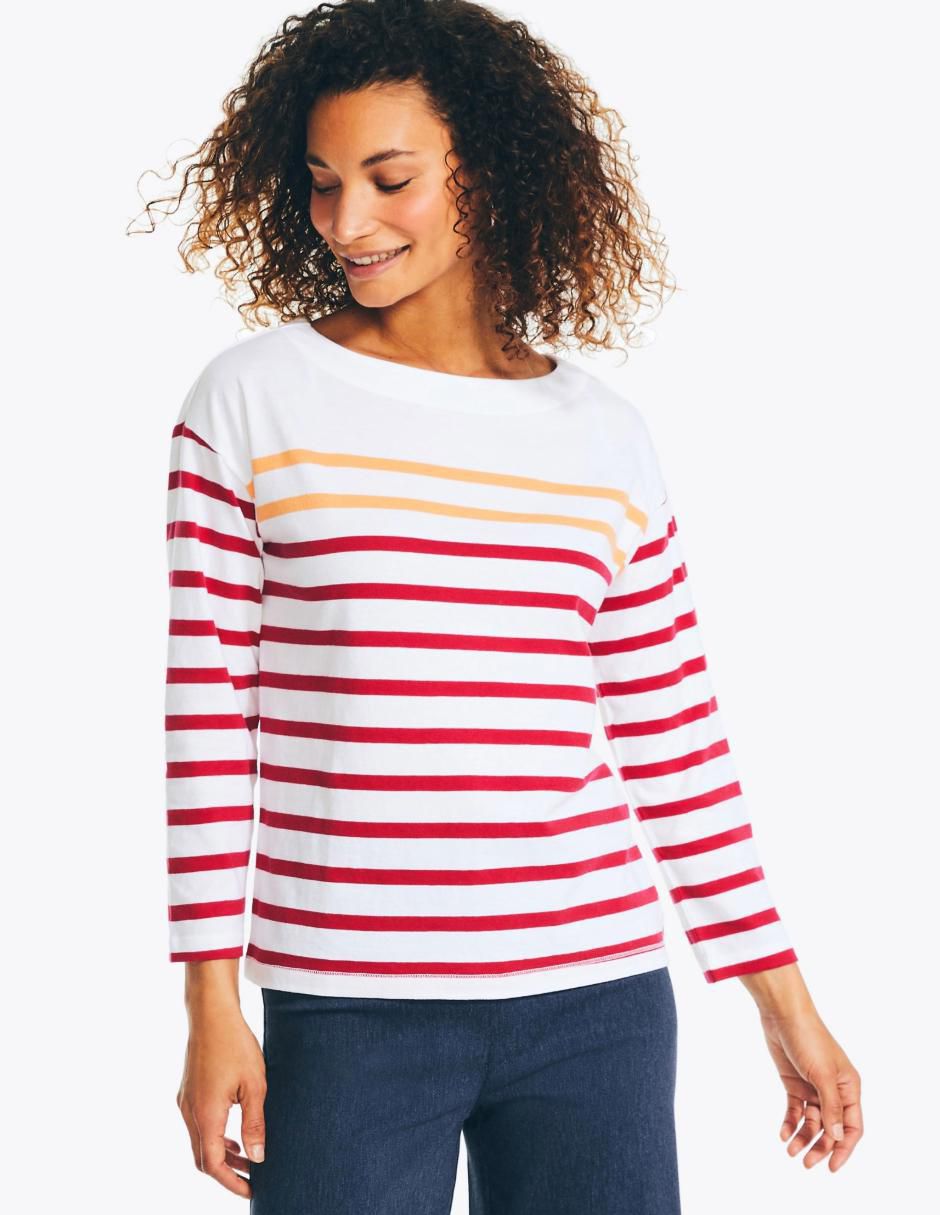 Playera manga larga cuello redondo para mujer
