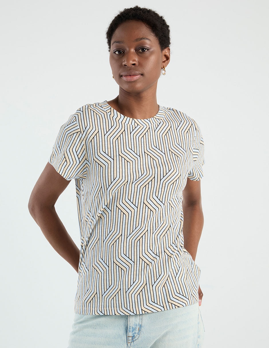 Playera manga corta cuello redondo para mujer