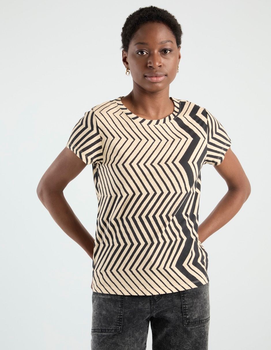 Playera manga corta cuello redondo para mujer