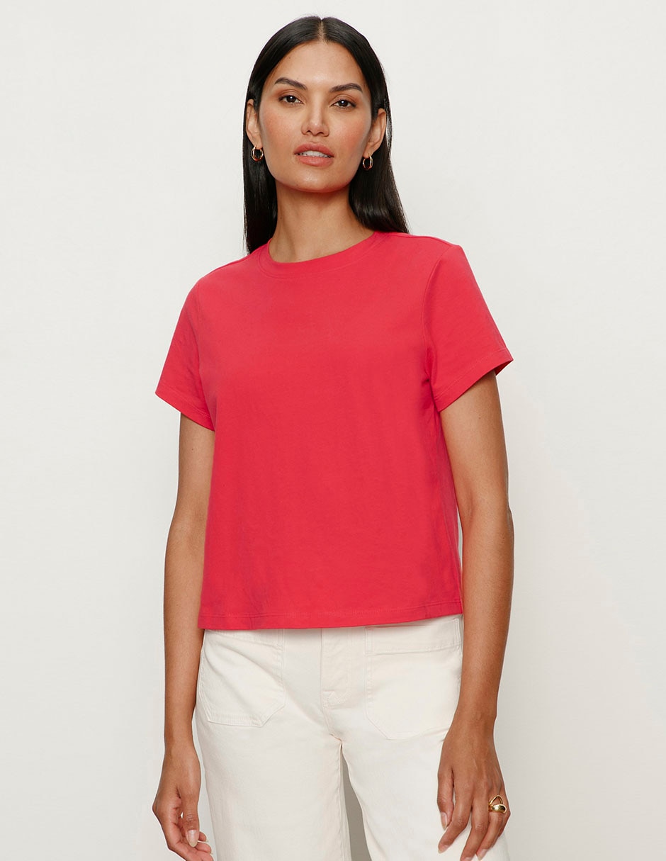 Playera manga corta cuello redondo para mujer