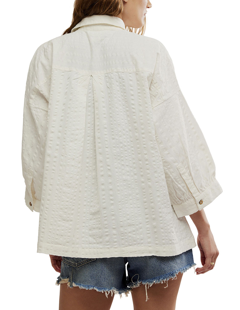 Blusa camisera de algod—n manga 3/4 para mujer 3