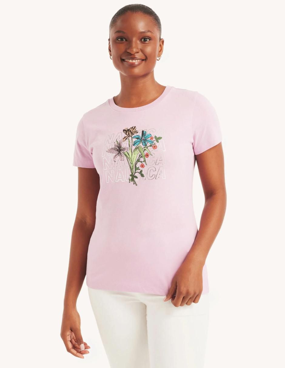 Playera manga corta Ef cuello redondo para mujer