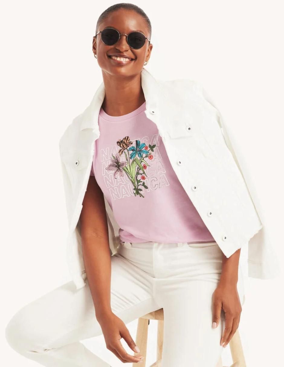 Playera manga corta Ef cuello redondo para mujer 2