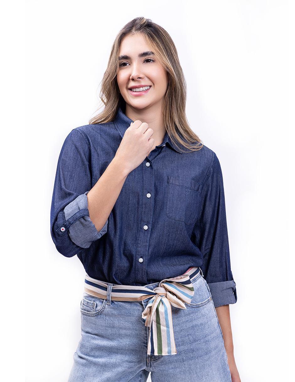 Camisa de algodón manga larga para mujer