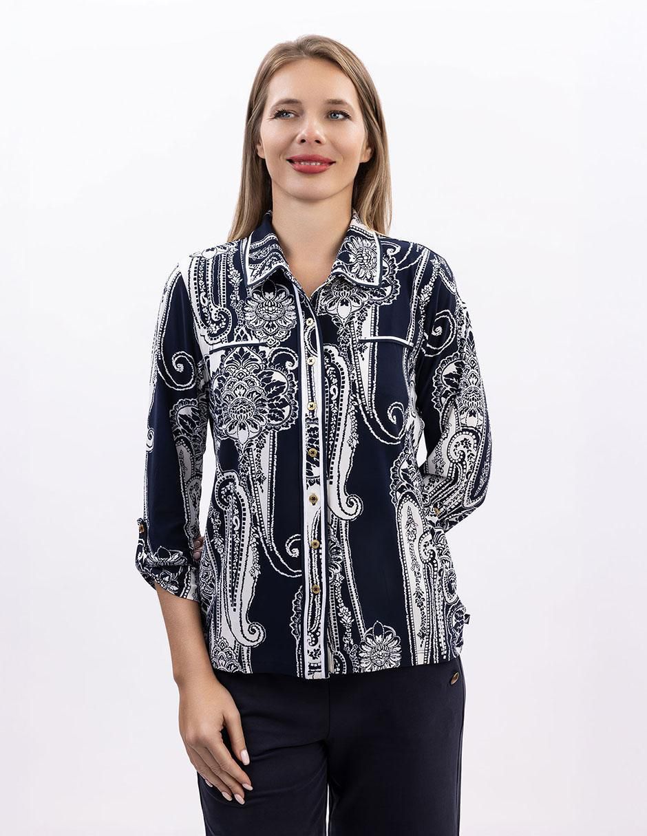 Blusa camisera manga 3/4 para mujer 1