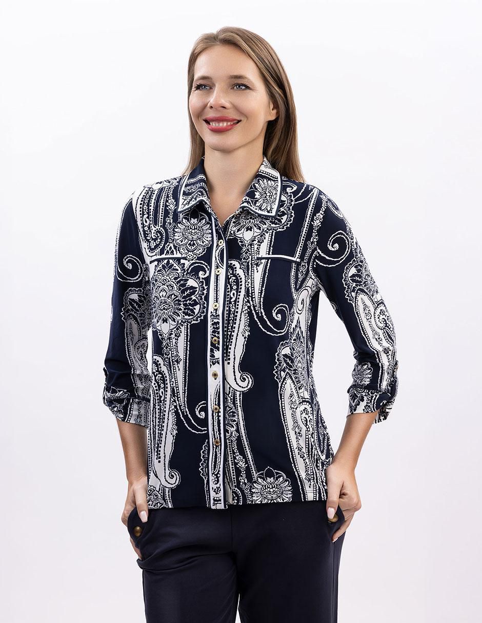 Blusa camisera manga 3/4 para mujer 2