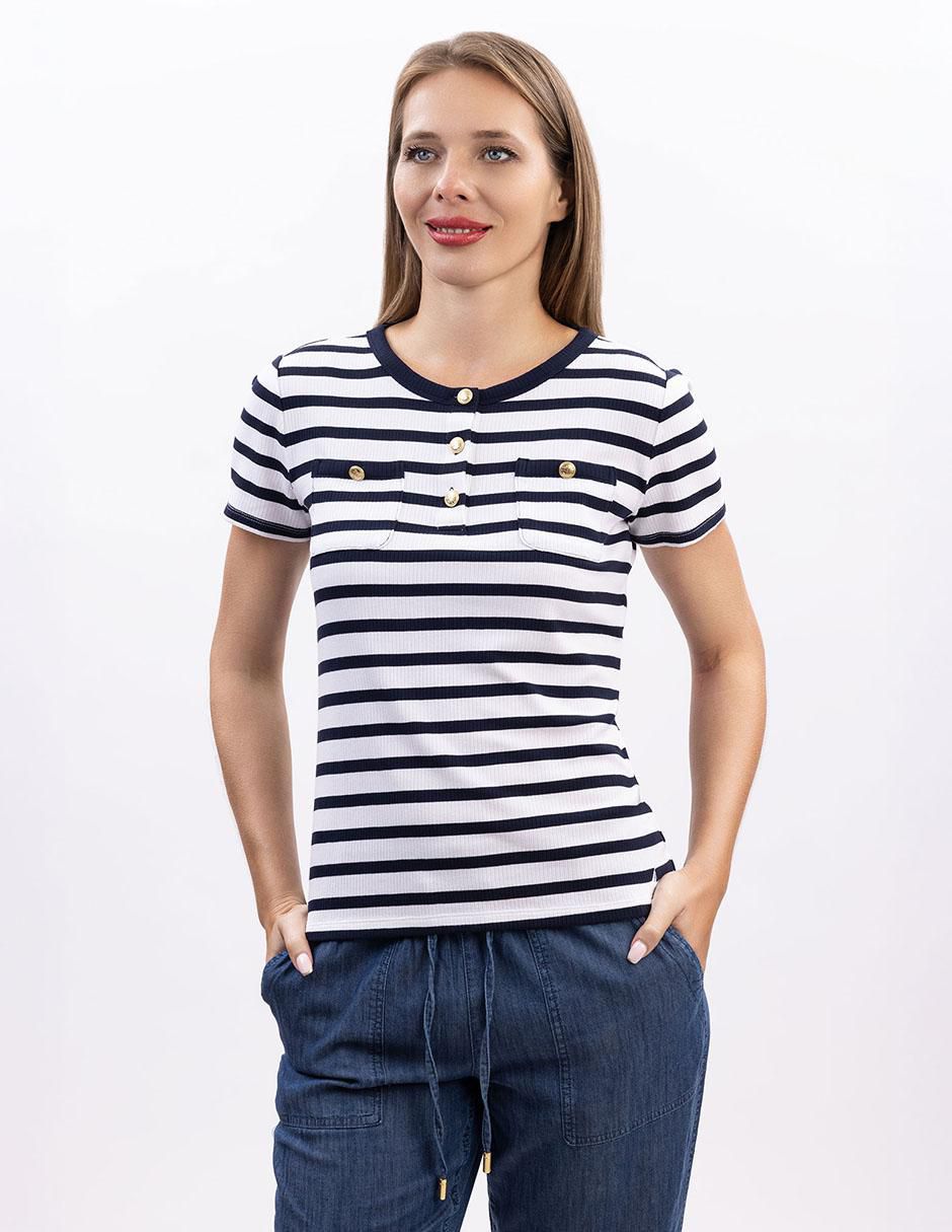 Playera manga corta cuello redondo para mujer