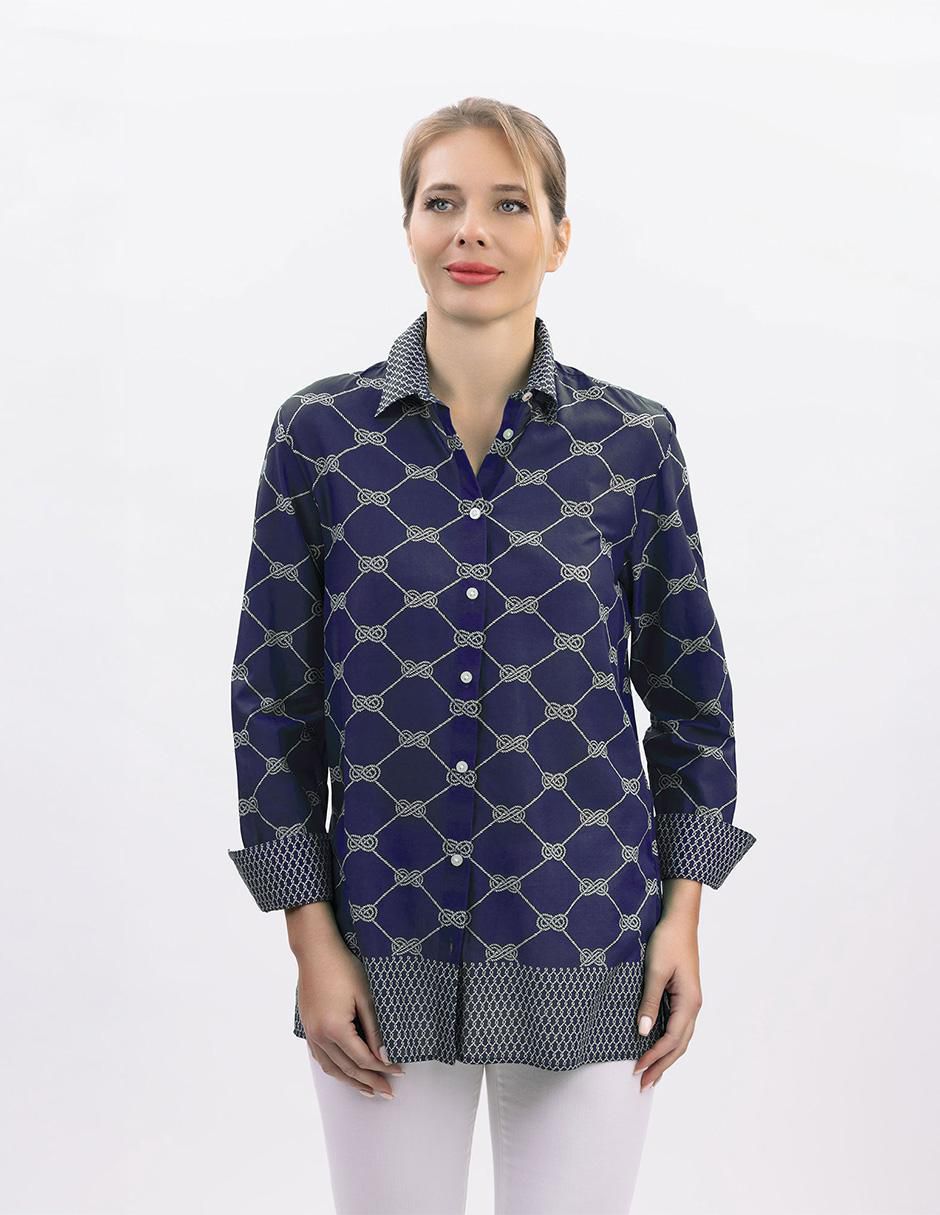 Camisa Nautica de algodón manga larga para mujer