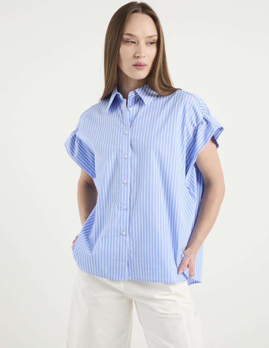 Blusa camisera manga corta para mujer