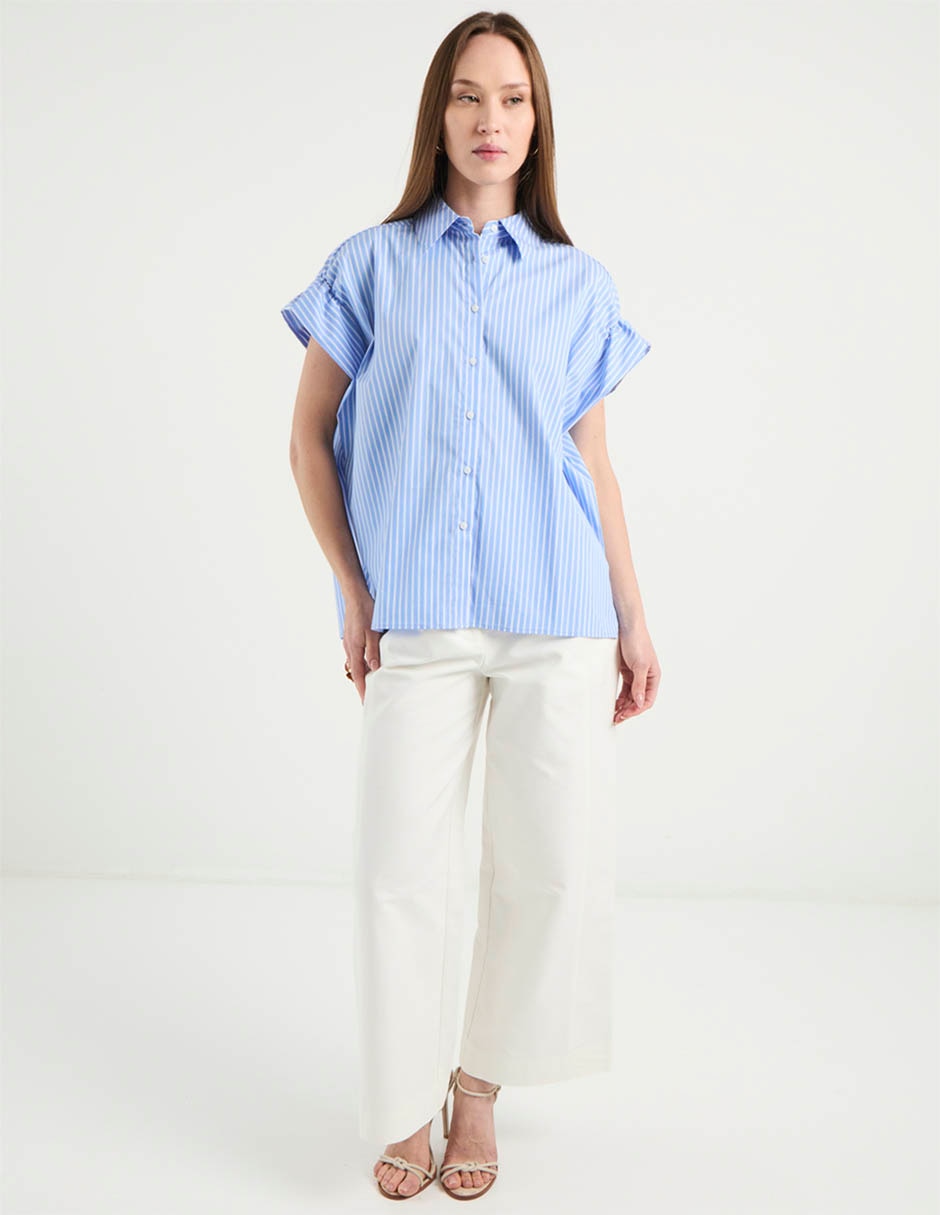 Blusa camisera manga corta para mujer 3