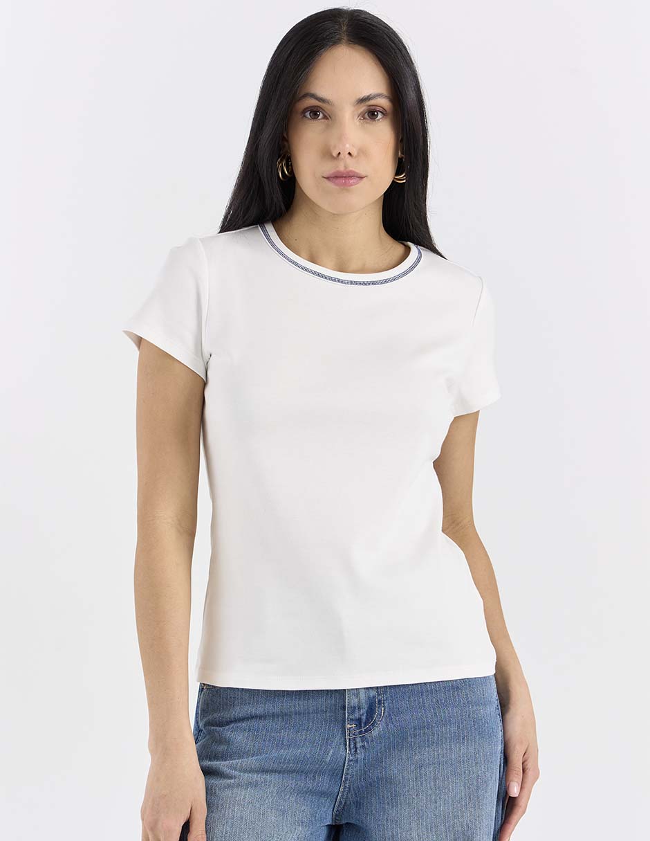 Playera manga corta cuello redondo para mujer