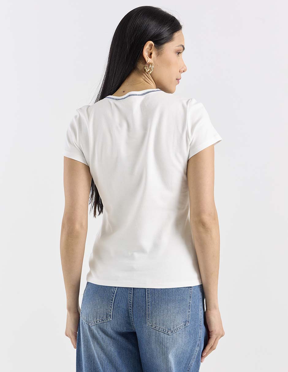 Playera manga corta cuello redondo para mujer 2