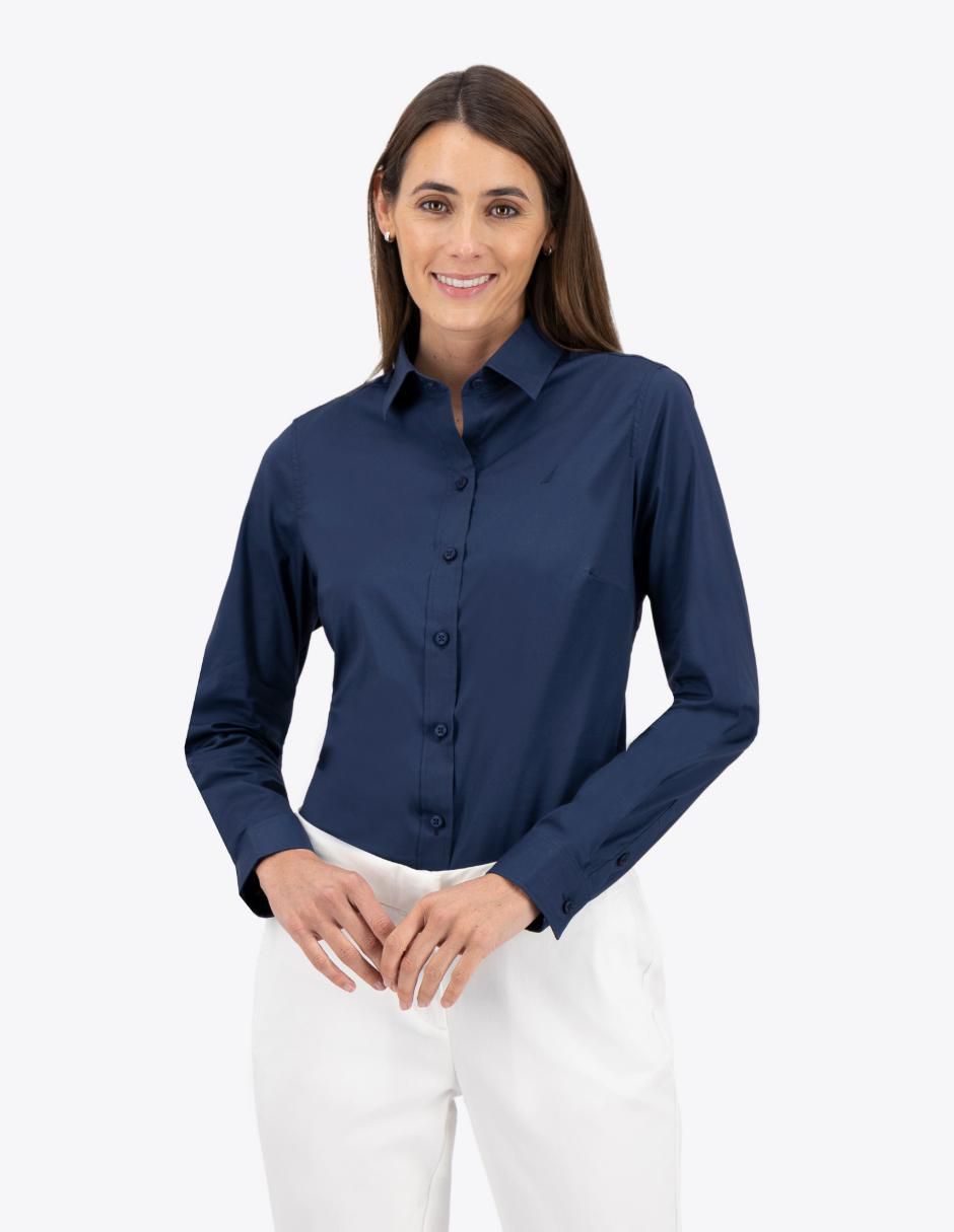 "camisa/sobrecamisa" nautica "de" algodón "manga" larga "para mujer"