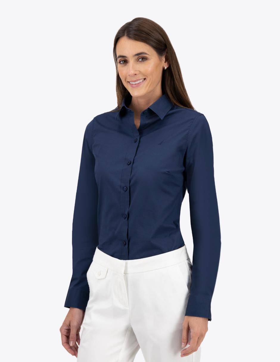 "camisa/sobrecamisa" nautica "de" algodón "manga" larga "para mujer"