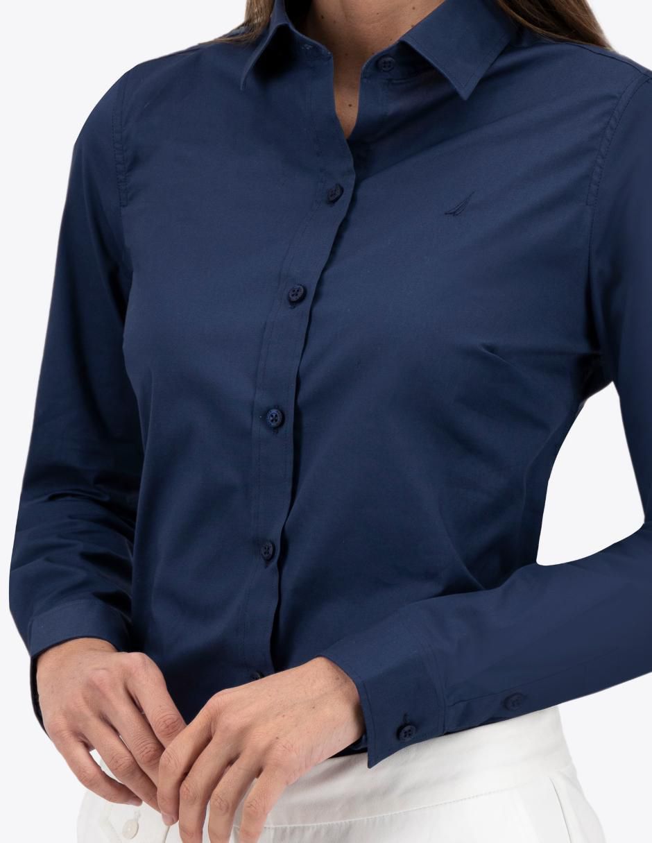 "camisa/sobrecamisa" nautica "de" algodón "manga" larga "para mujer"