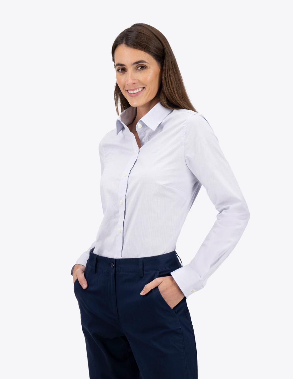 "camisa/sobrecamisa" nautica "de" algodón "manga" larga "para mujer"