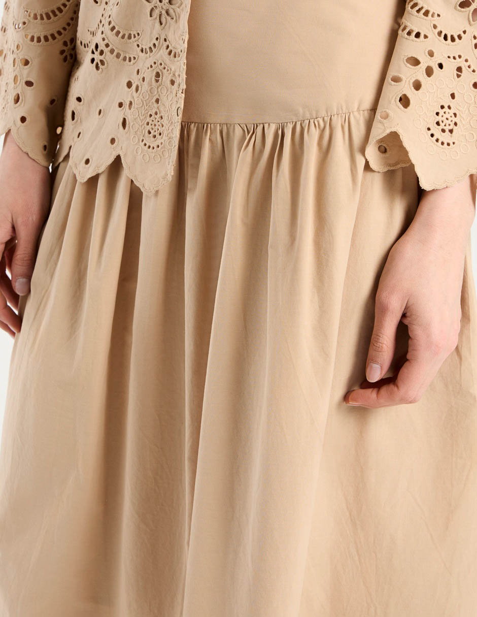 Falda midi de algodón con pretina 4