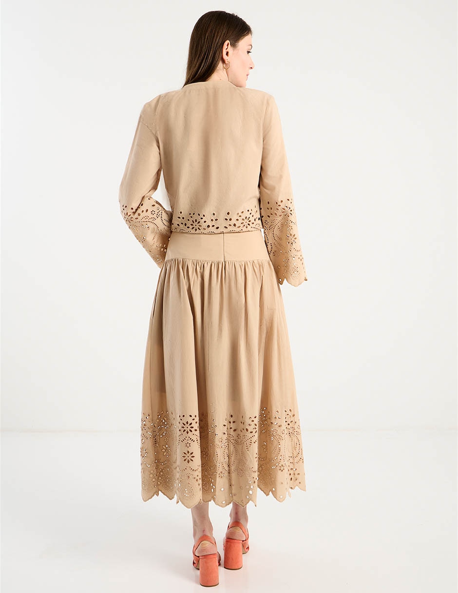 Falda midi de algodón con pretina 6