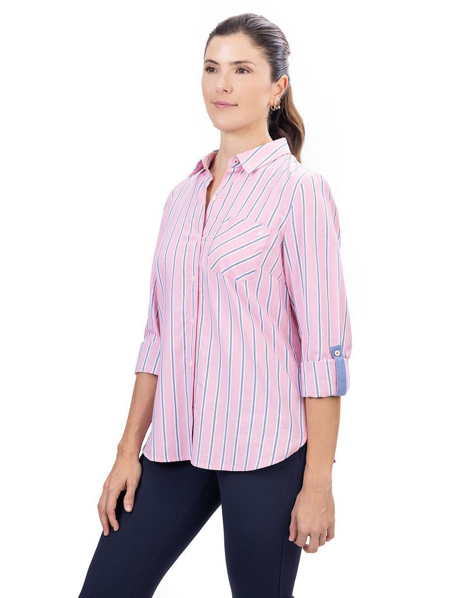 Camisa Nautica de algodón manga 3/4 para mujer
