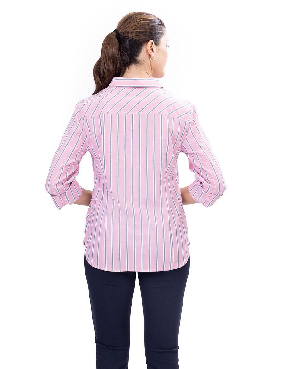 Camisa Nautica de algodón manga 3/4 para mujer