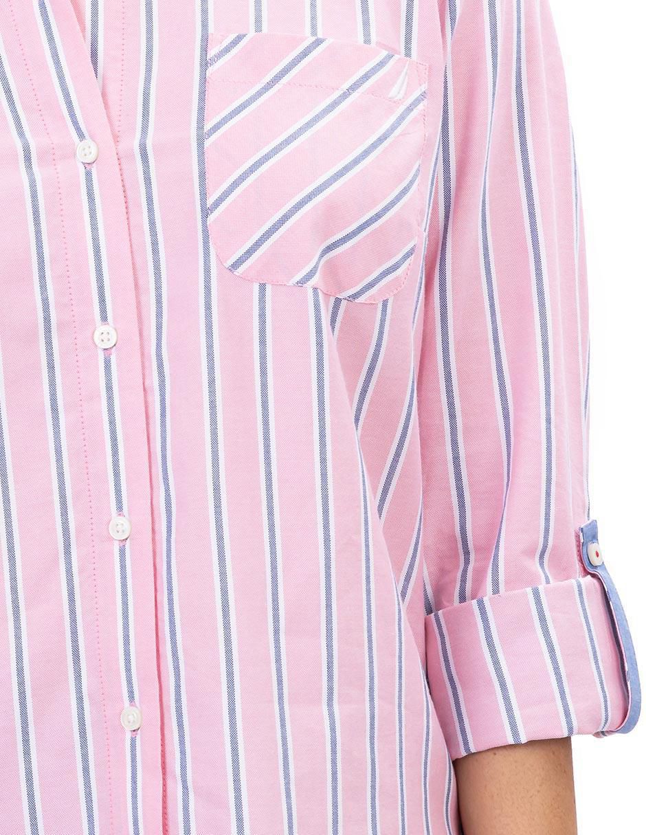 Camisa Nautica de algodón manga 3/4 para mujer