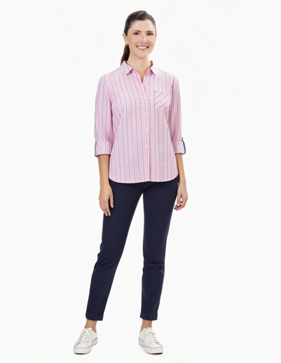 Camisa Nautica de algodón manga 3/4 para mujer