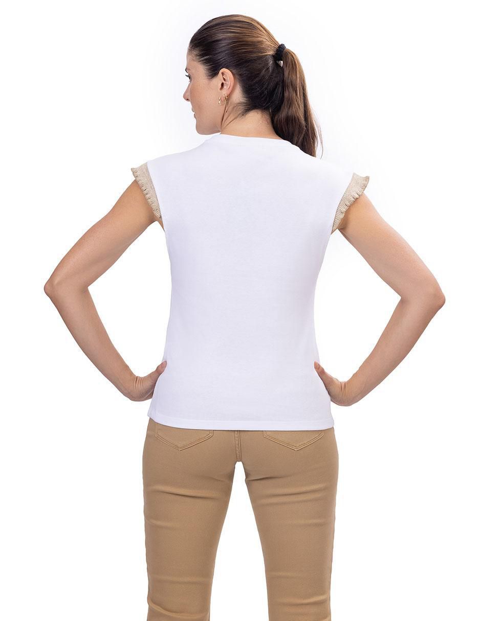 Playera sin manga Fall cuello redondo para mujer 3