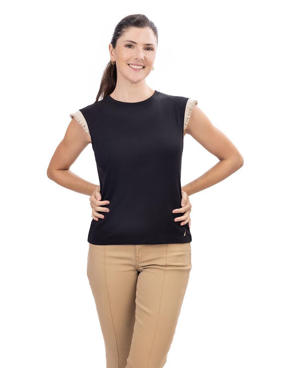 Playera sin manga Fall cuello redondo para mujer