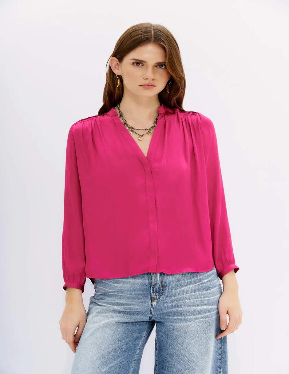Blusa camisera manga larga para mujer Blusa camisera manga larga para mujer