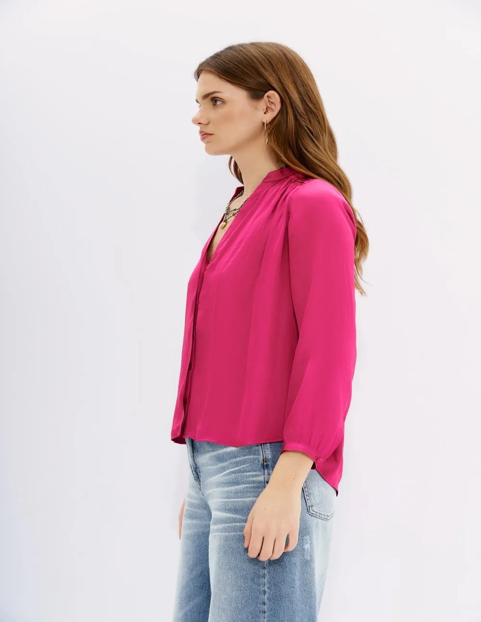 Blusa camisera manga larga para mujer 2