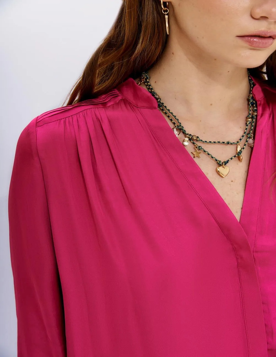Blusa camisera manga larga para mujer 4