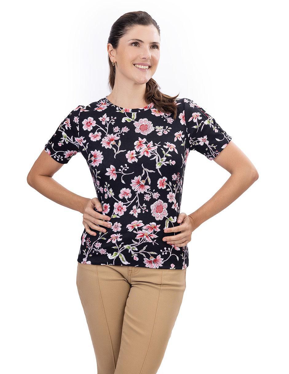 Playera manga corta Ffall cuello redondo para mujer Playera manga corta Ffall cuello redondo para mujer