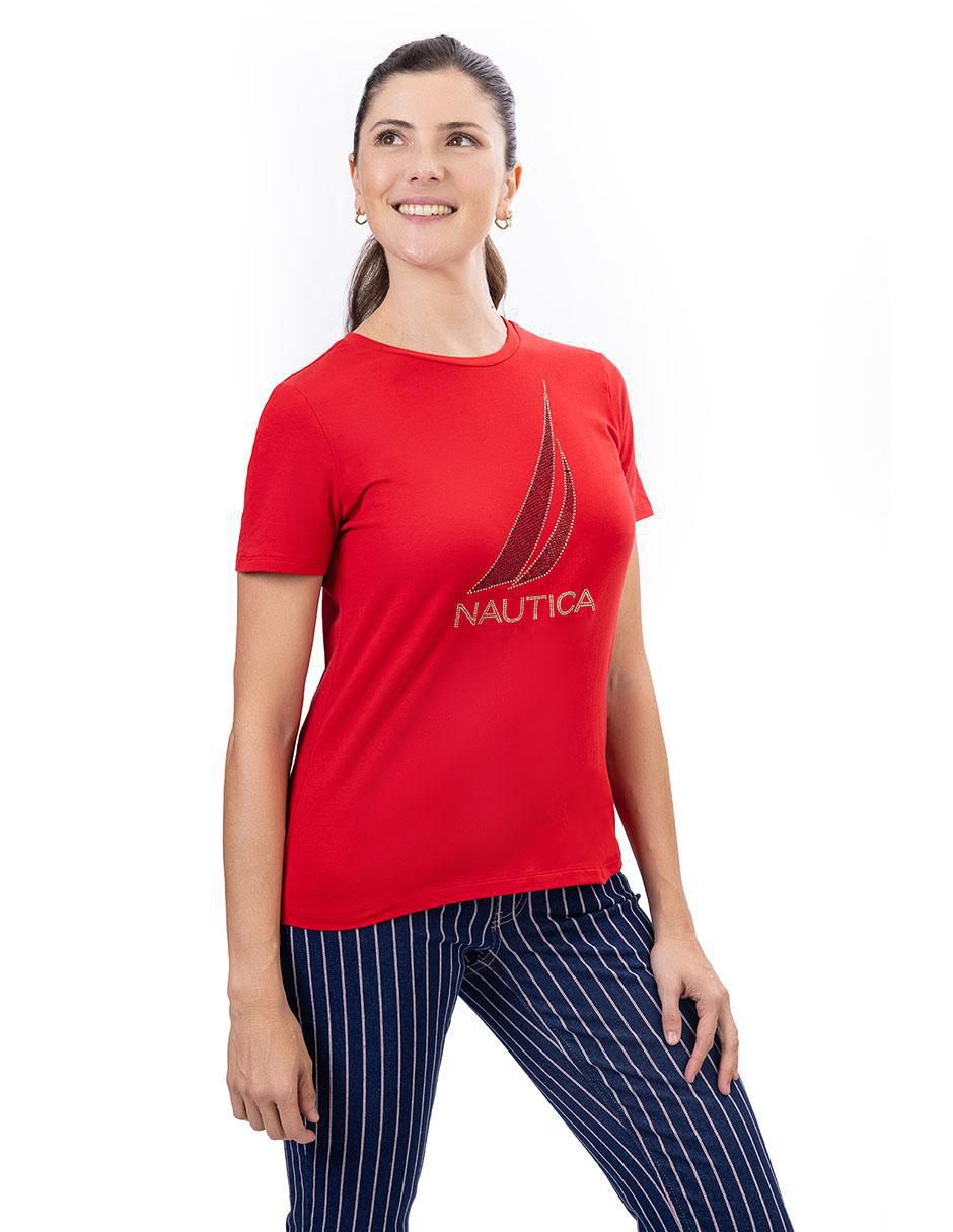 "playera" "manga" corta nautica fall "cuello" redondo "para mujer"