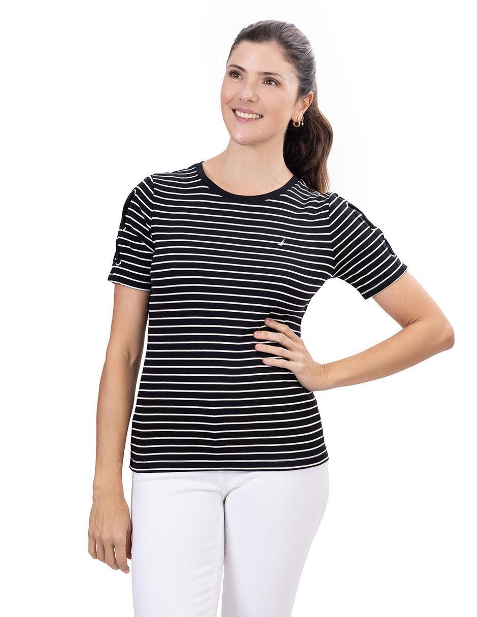 Playera manga corta cuello redondo para mujer