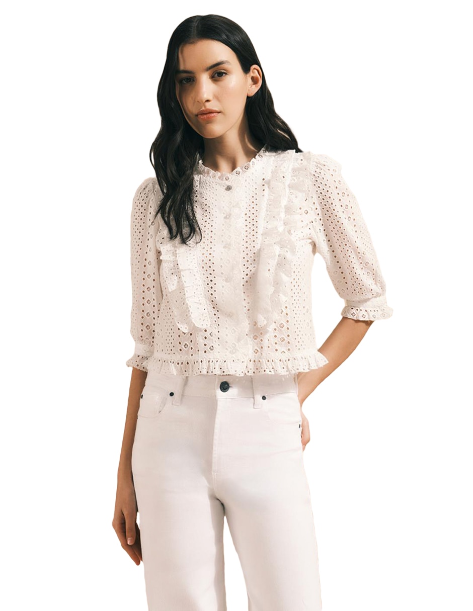 Blusa camisera manga 3/4 para mujer