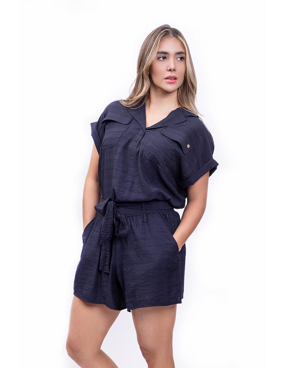 Blusa camisera manga corta para mujer