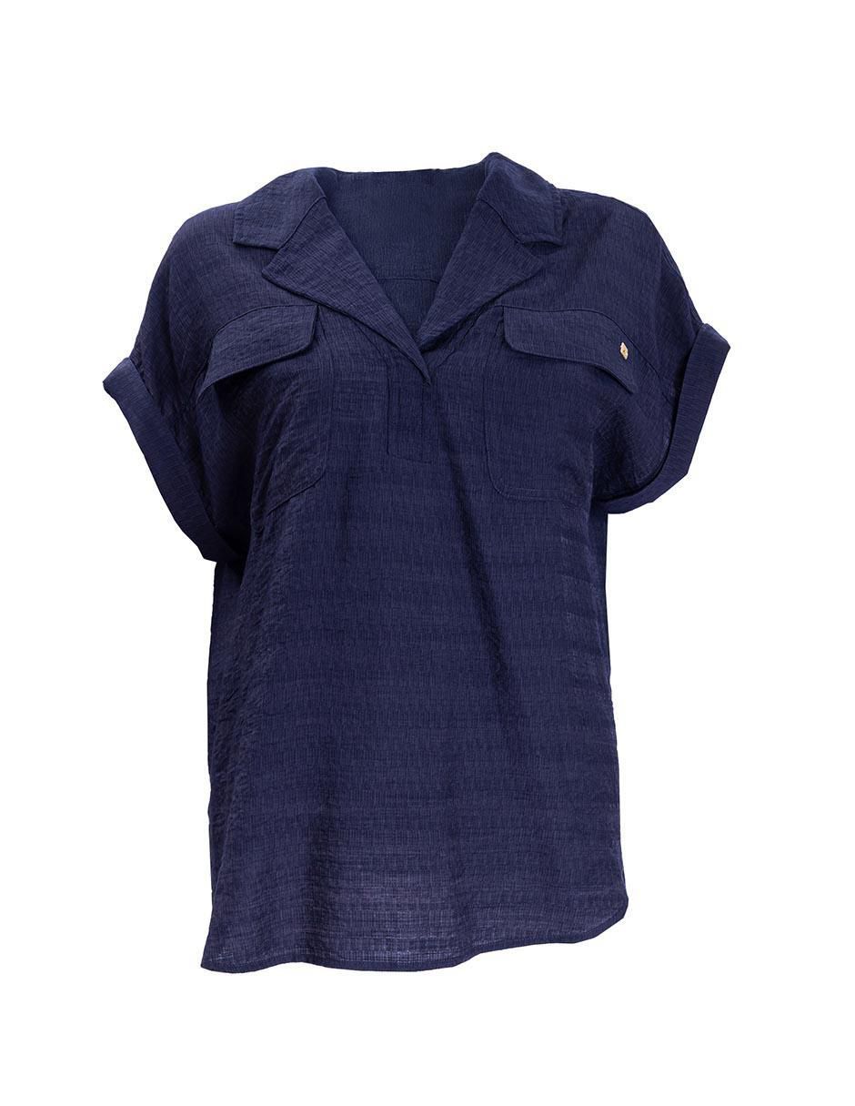 Blusa camisera manga corta para mujer 4