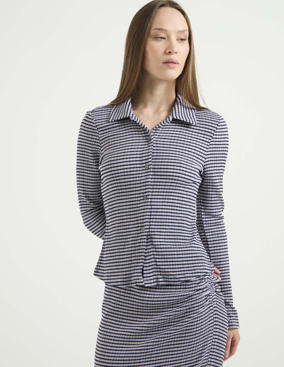 Blusa camisera manga larga para mujer