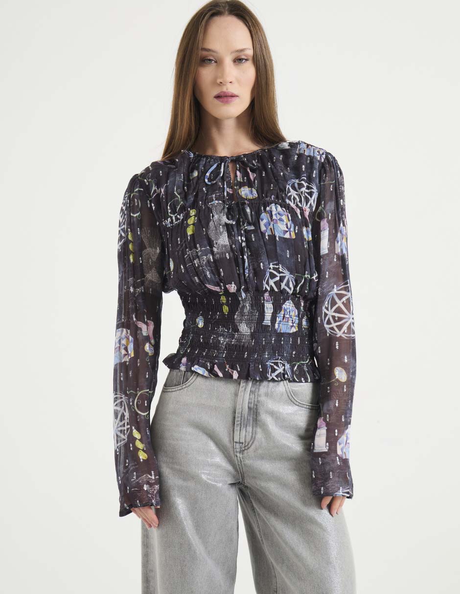 Blusa manga larga para mujer