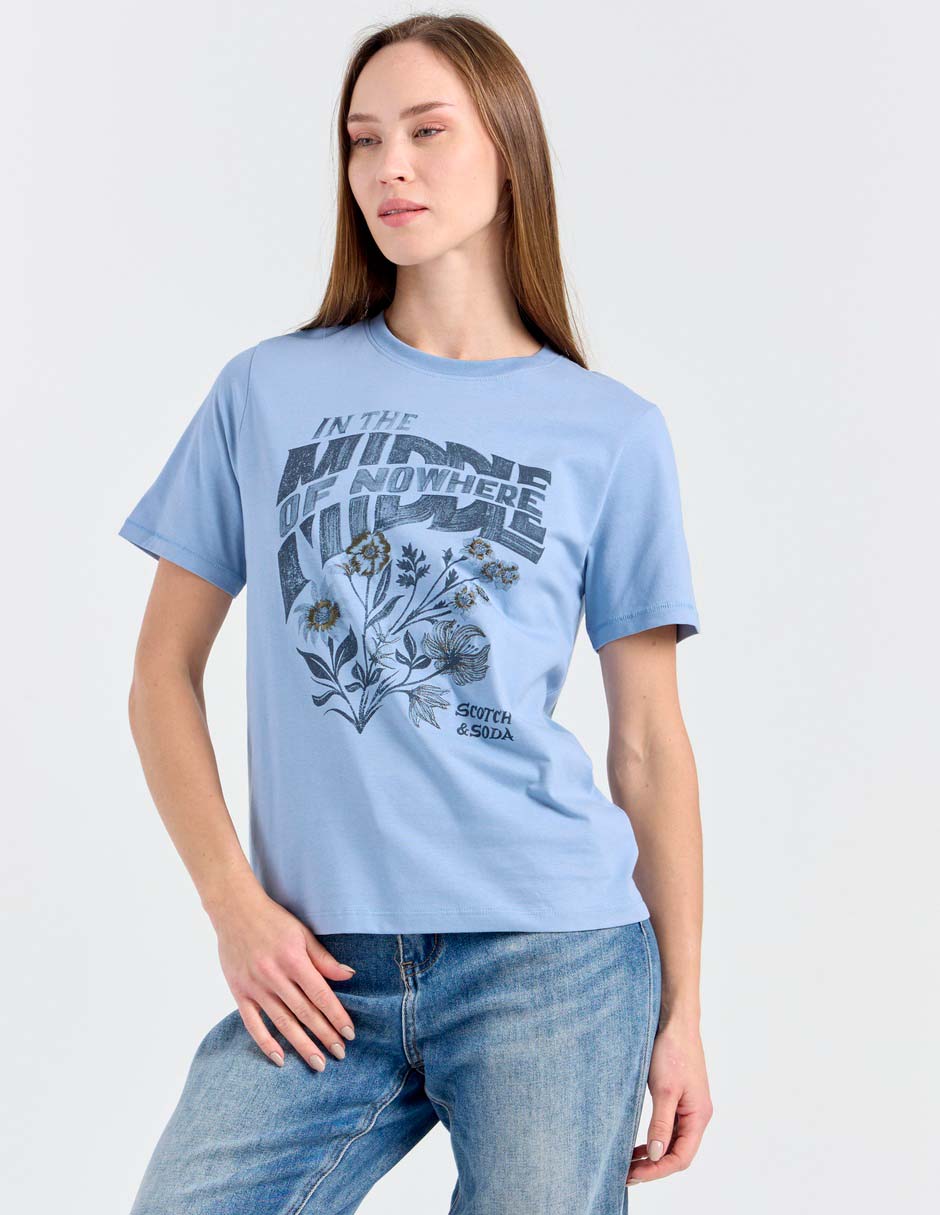 Playera manga corta Scotch & cuello redondo para mujer
