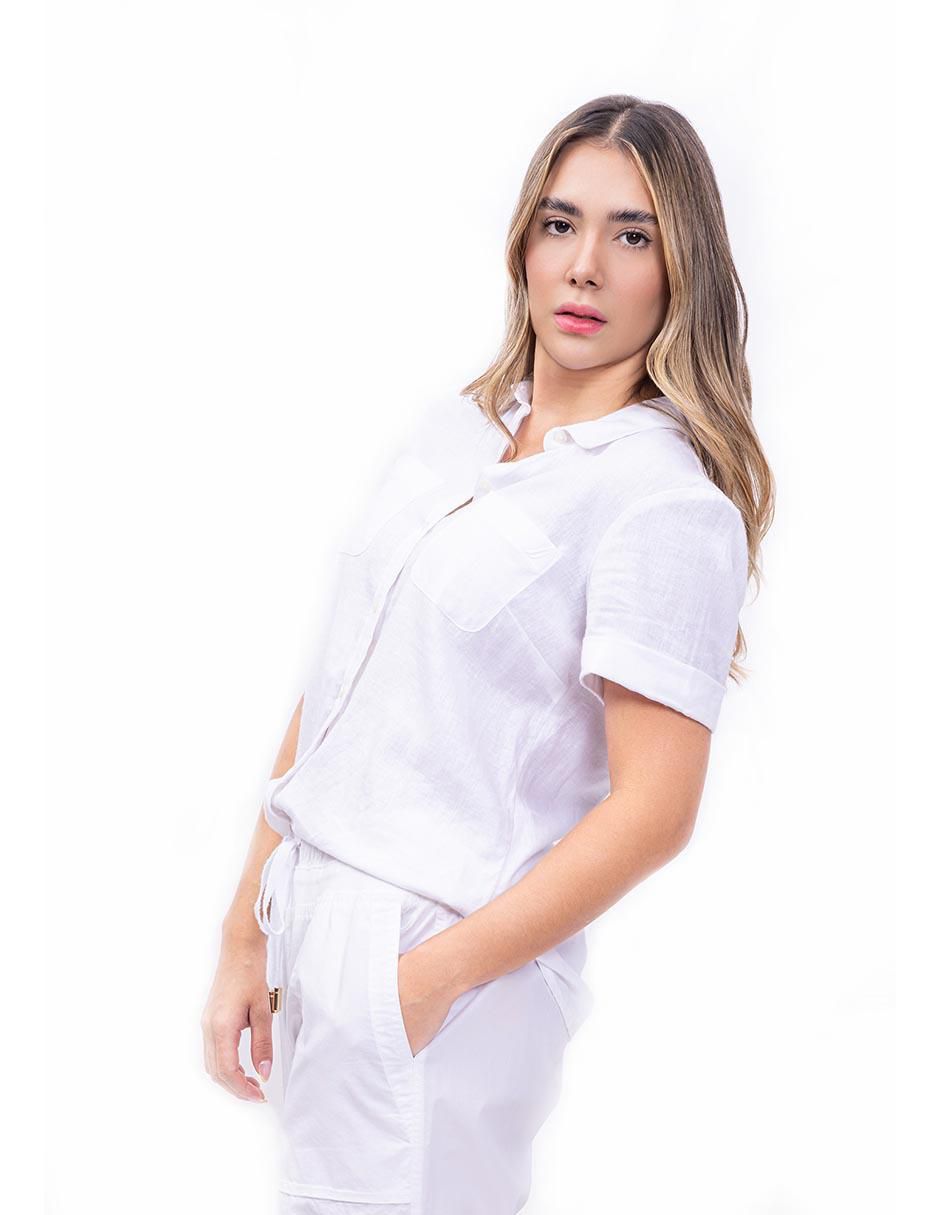 Camisa de lino manga corta para mujer 2