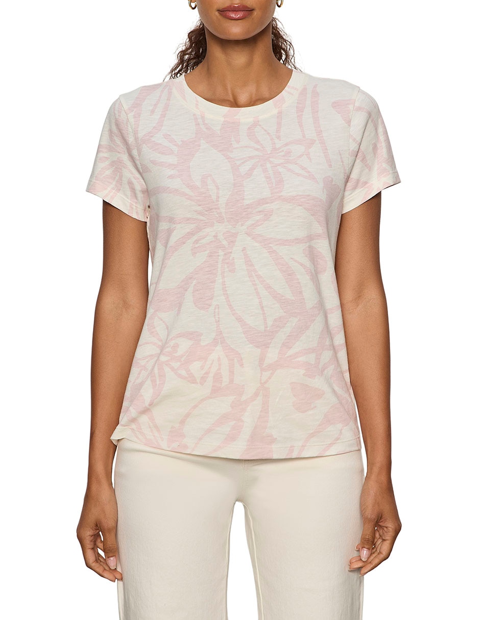 Playera manga corta cuello redondo para mujer