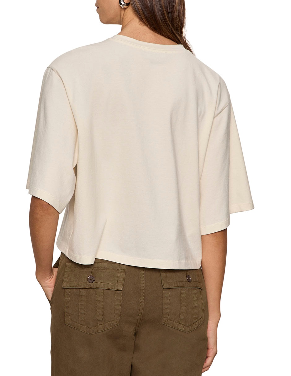 Playera manga al codo cuello redondo para mujer 2