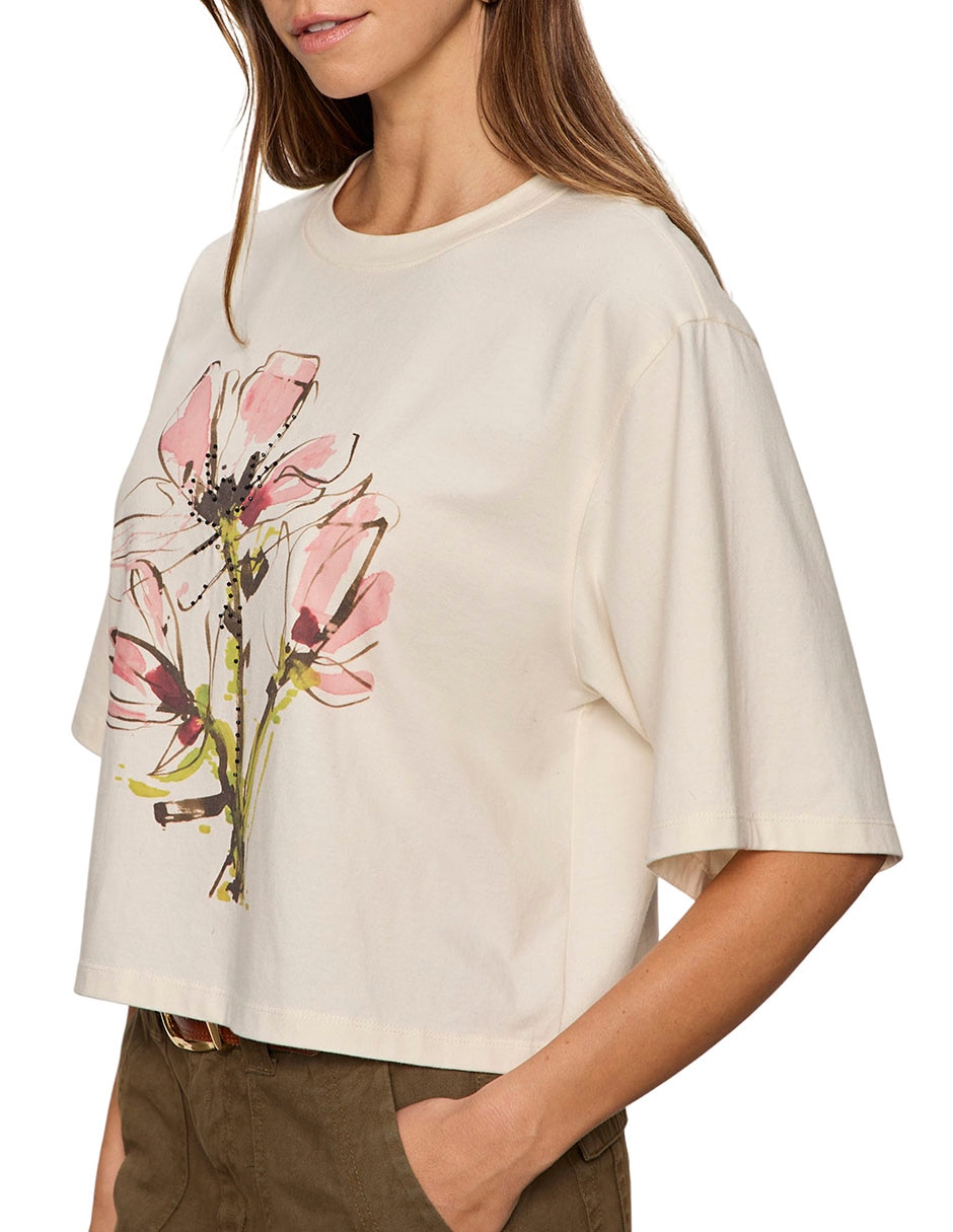Playera manga al codo cuello redondo para mujer 3