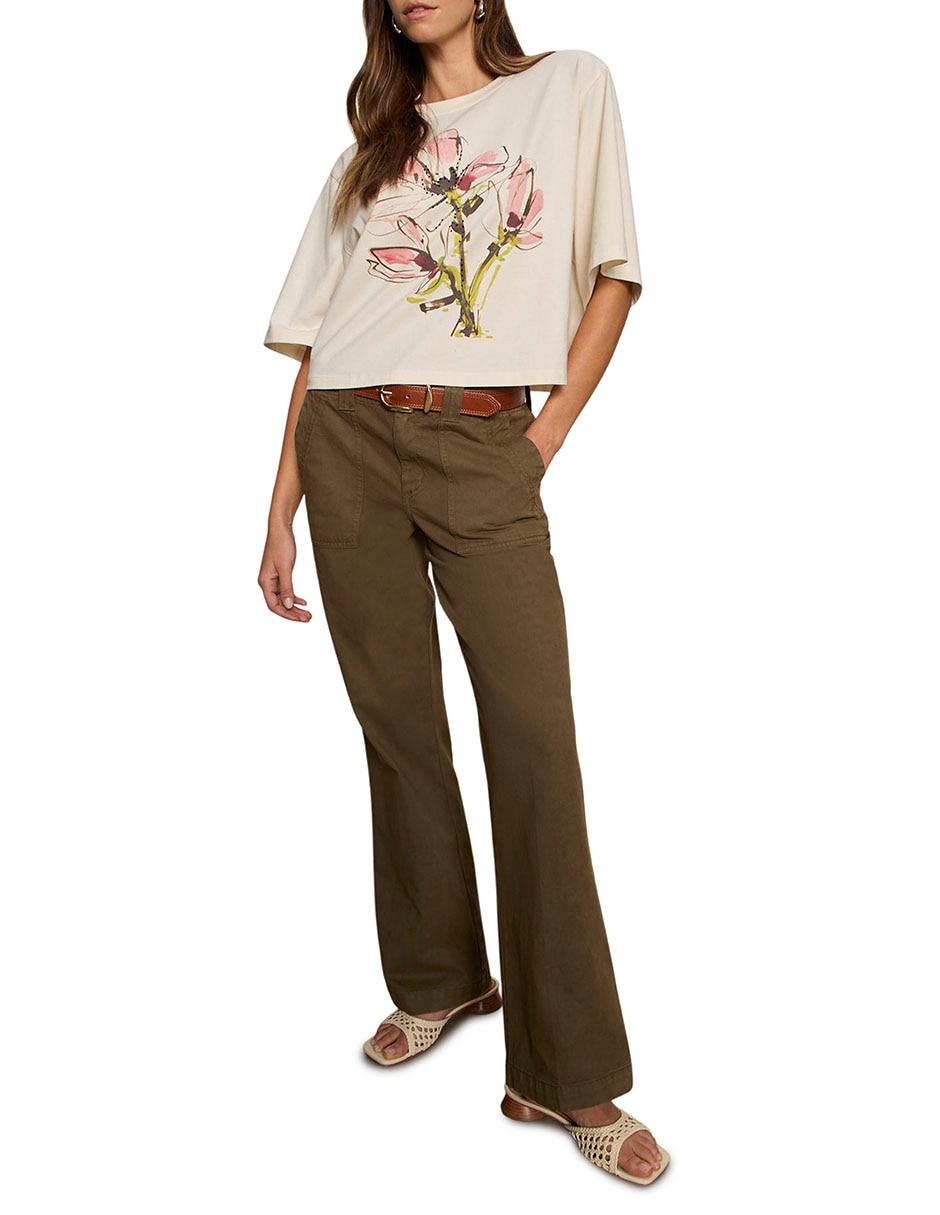 Playera manga al codo cuello redondo para mujer 5