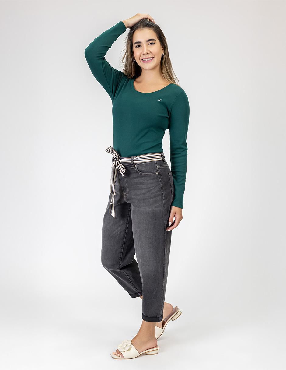 Playera manga larga cuello redondo para mujer 2