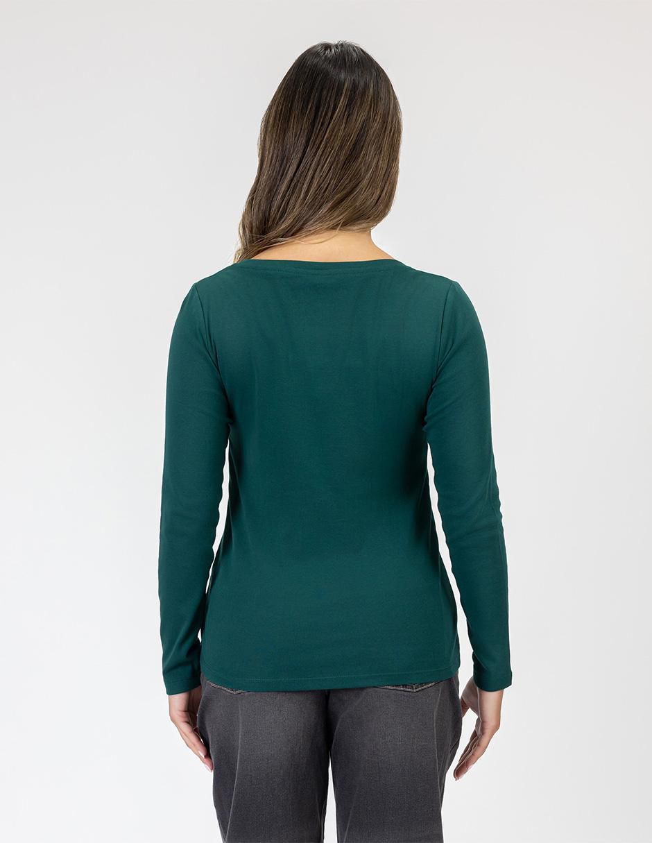 Playera manga larga cuello redondo para mujer 3
